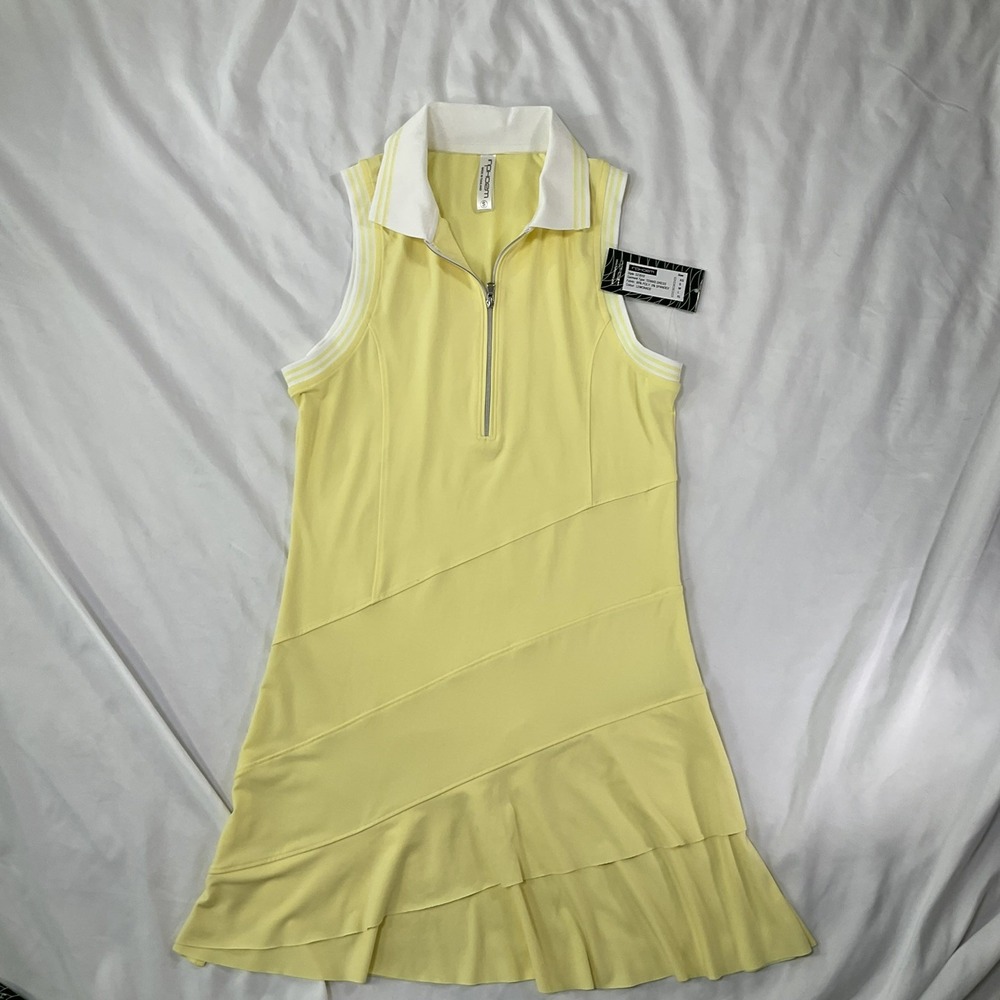 Inphorm Yellow White Collar Tennis Pickleball Dress Women's Sz S Sport 562
